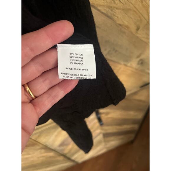 Eileen Fisher Cardigan Textured Cotton Blend in Black Sz M - Picture 3 of 5